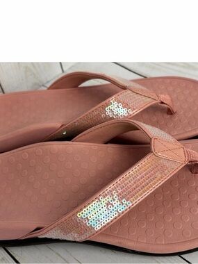 Vionic Tide Sequins Pink  Orthotic Flip Flop Sandals Women 10